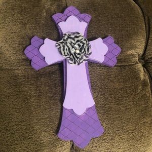 Wooden hand painted cross in Purple